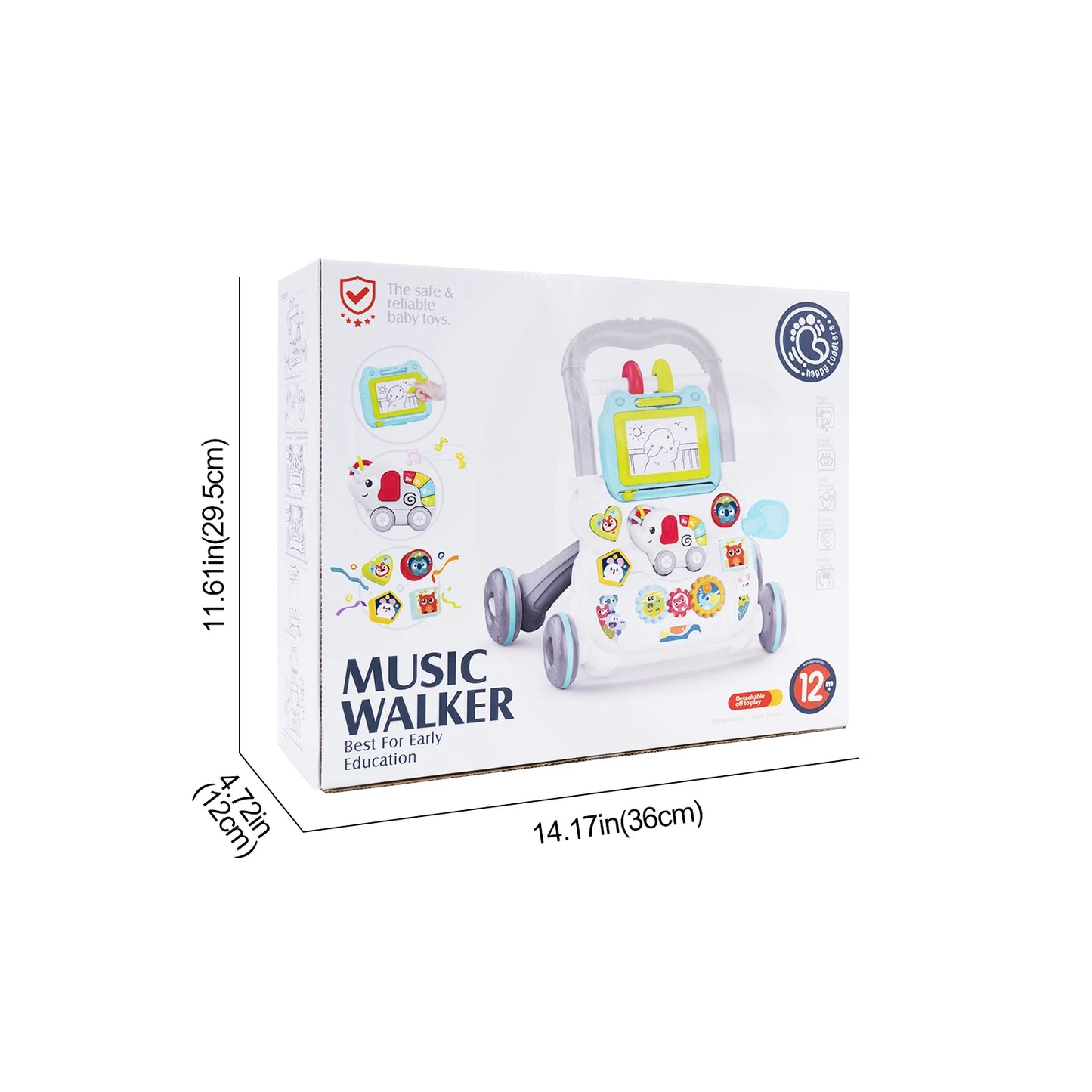 Multifunction Baby Push Walker Toy with Activity Board and Music