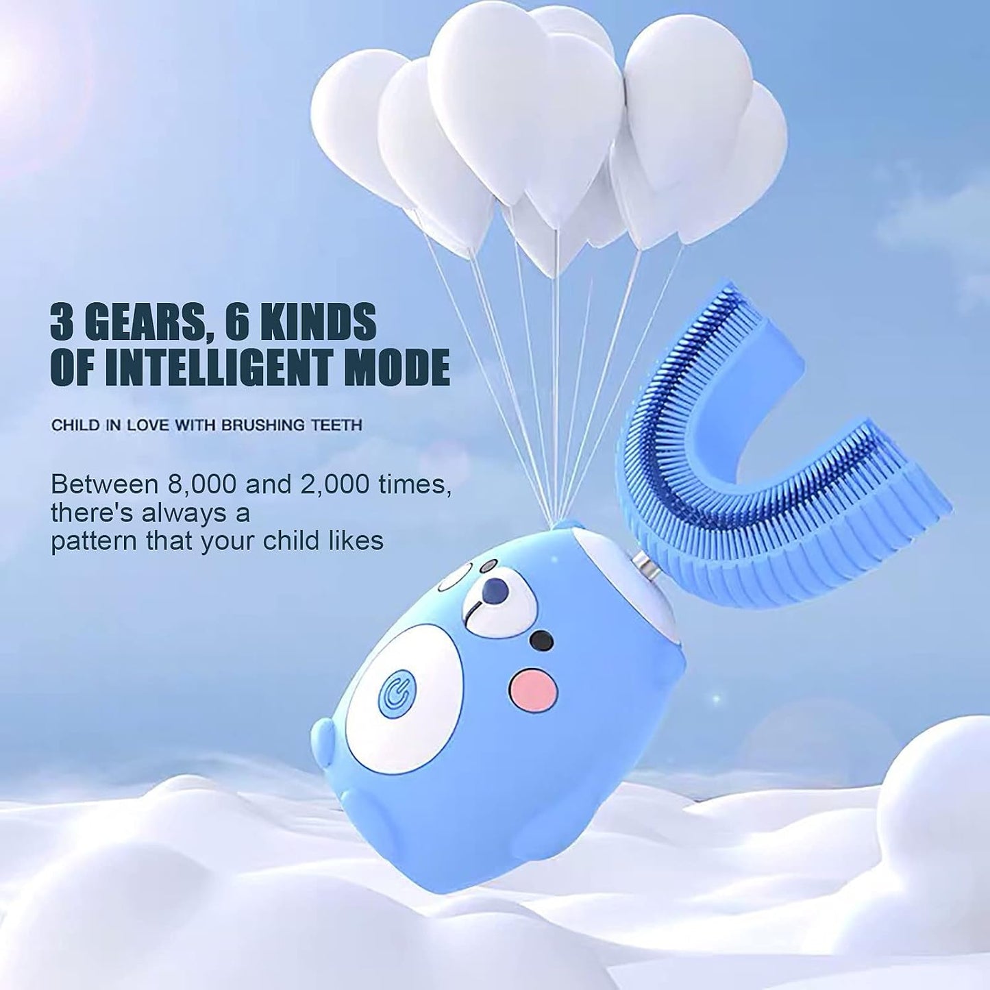 Children's Bear U-Shaped Electric Toothbrush with Soft Silicone Head