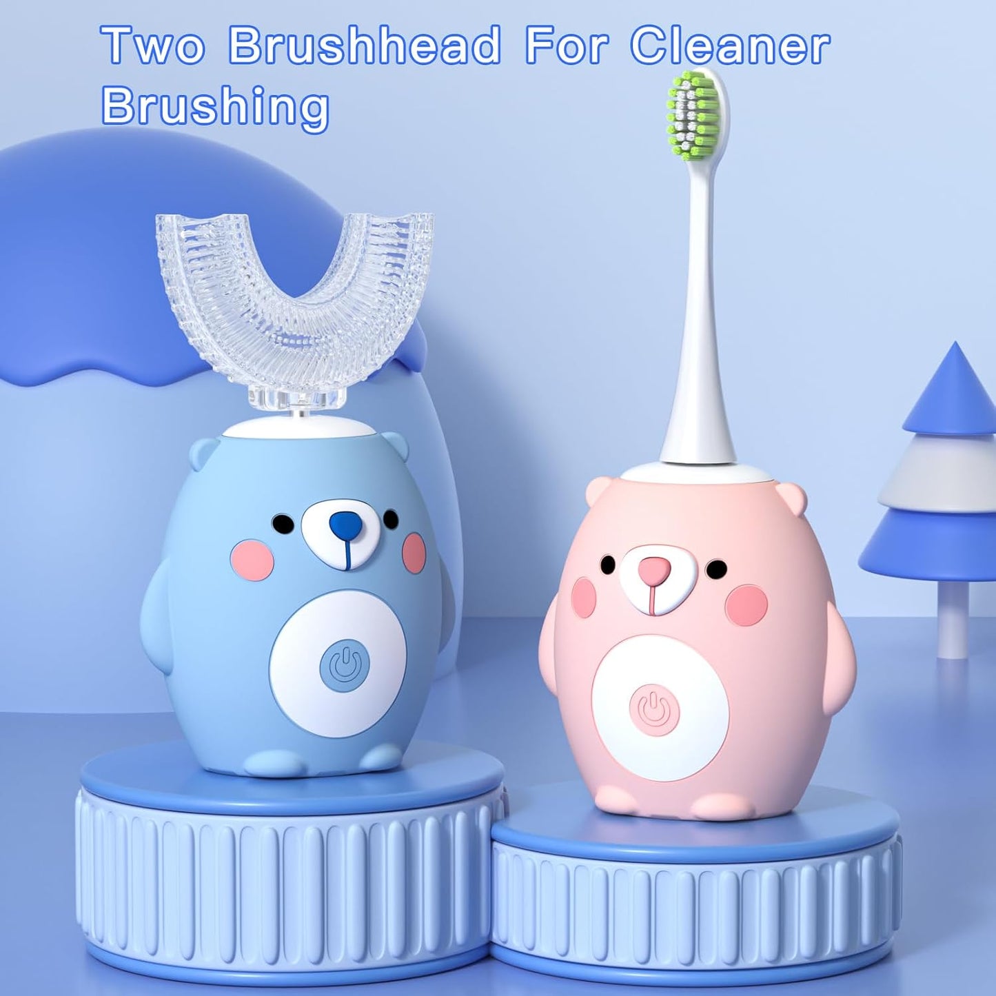 Children's Bear U-Shaped Electric Toothbrush with Soft Silicone Head