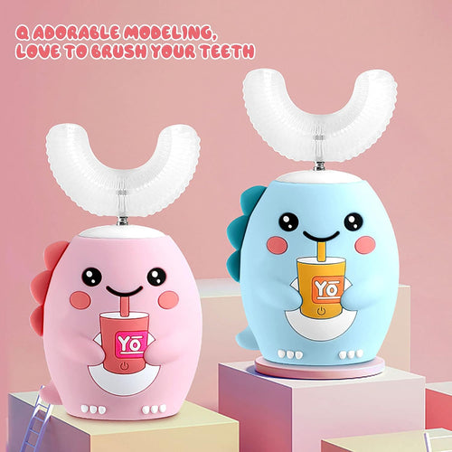 Kids U-Shaped Smart Electric Toothbrush Cartoon with Soft Silicone Head