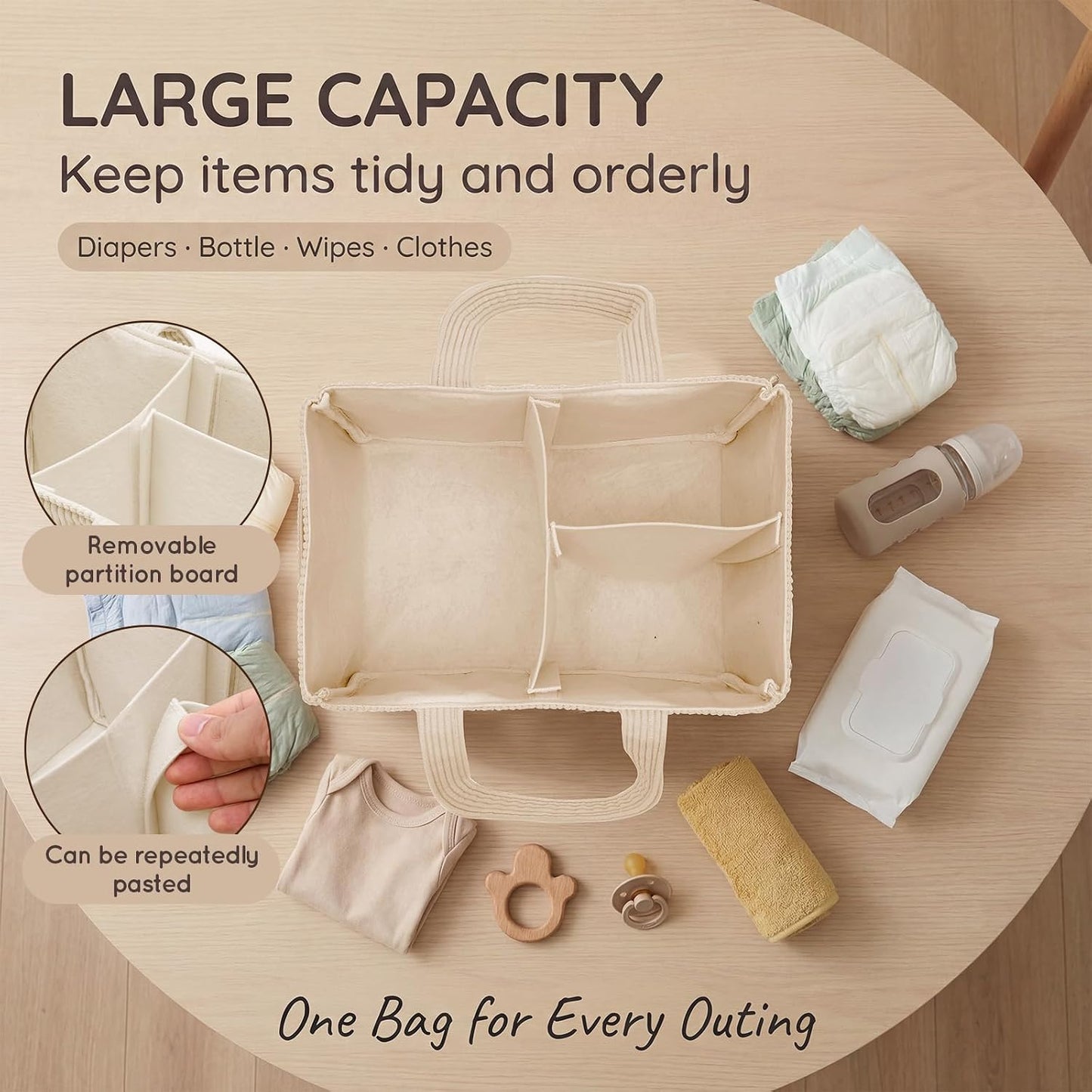 Baby Diaper Caddy Organizer Basket with Soft Corduroy Fabric