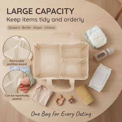 Baby Diaper Caddy Organizer Basket with Soft Corduroy Fabric