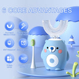 Children's Bear U-Shaped Electric Toothbrush with Soft Silicone Head