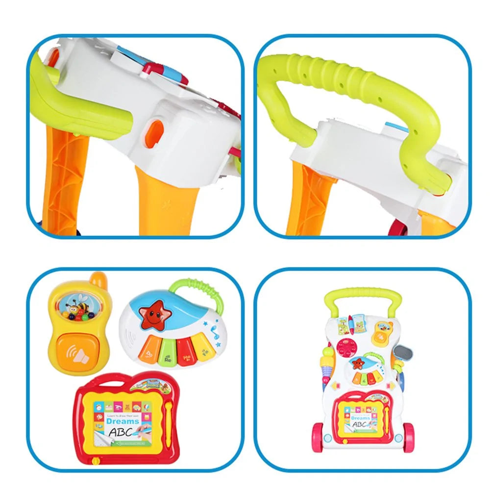 Multifunction Baby Push Walker Toy with Activity Board and Music