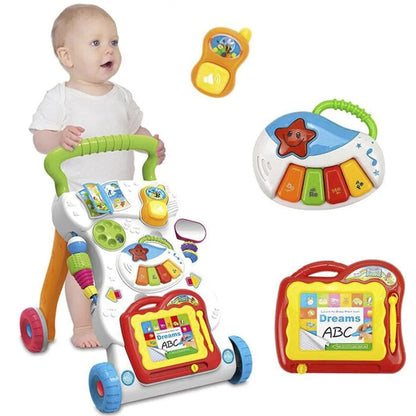 Multifunction Baby Push Walker Toy with Activity Board and Music