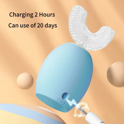 Kids U-Shaped Smart Electric Toothbrush Cartoon with Soft Silicone Head