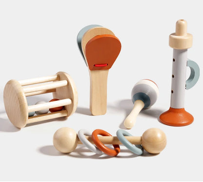 Montessori Sensory Rattle Wooden Learning Toys for Kids