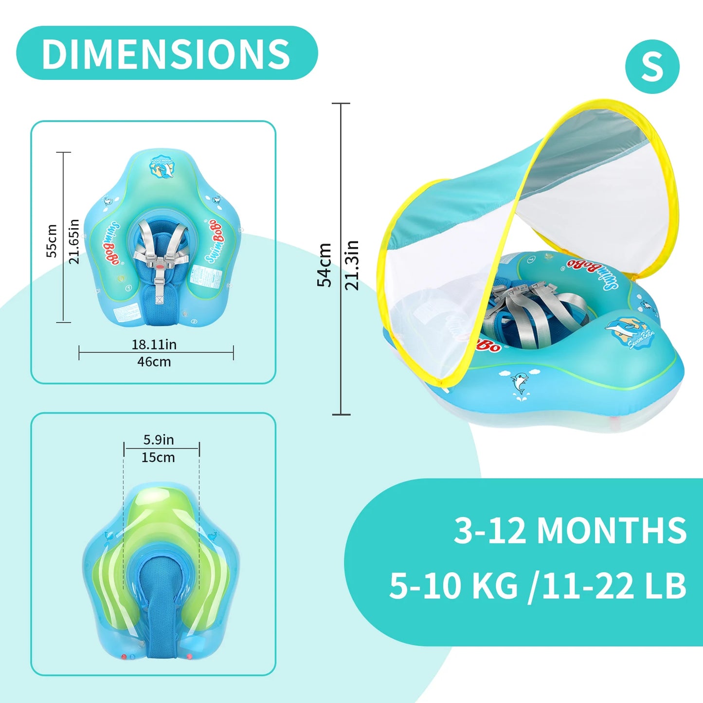 Infant Swimming Float with Sun Shade for Pool Fun