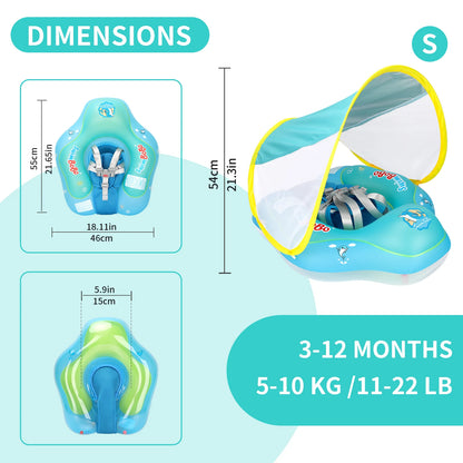Infant Swimming Float with Sun Shade for Pool Fun