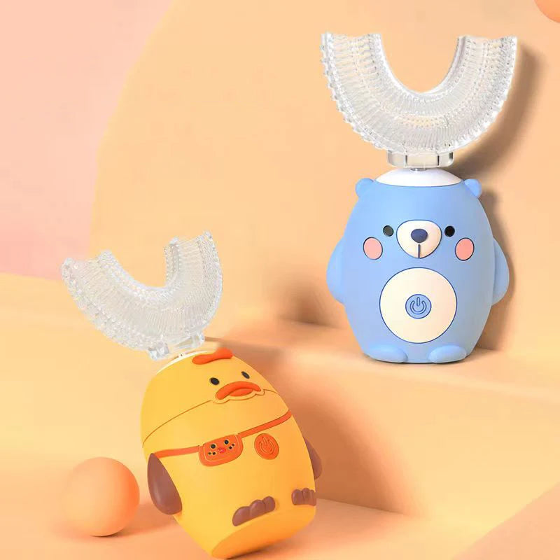 Children's Bear U-Shaped Electric Toothbrush with Soft Silicone Head