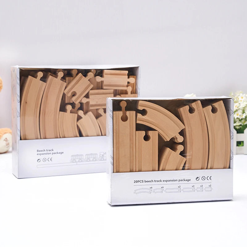 Educational Wooden Railway Track Expansion Set for Kids