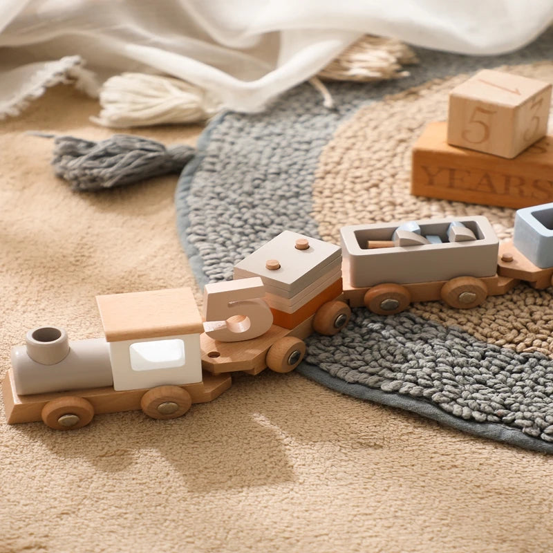 Wooden Montessori Train Learning Toy for Kids Gift