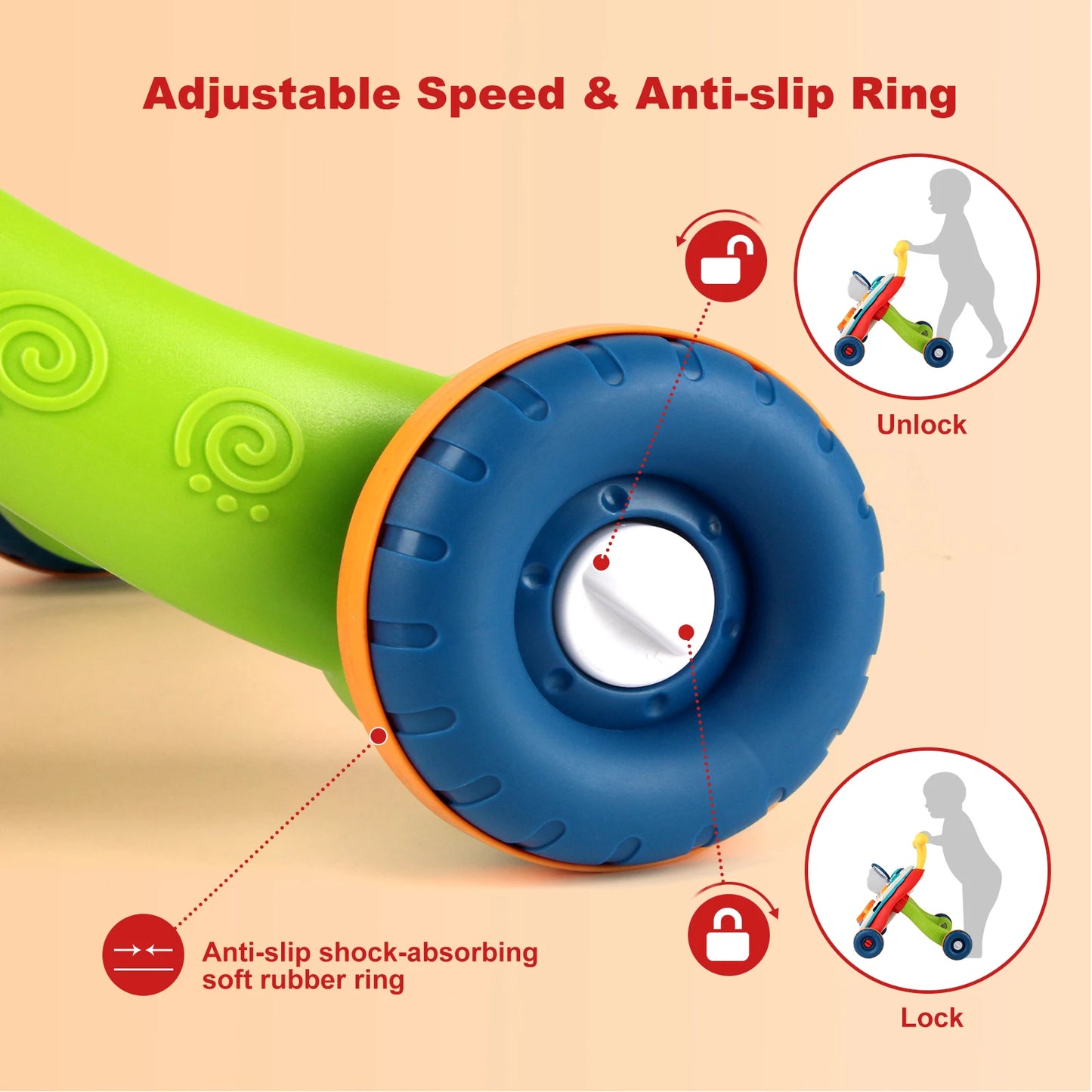 Multifunction Baby Push Walker Toy with Activity Board and Music