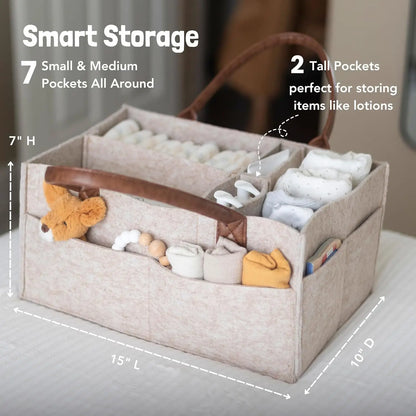 Baby Felt Diaper Caddy Organizer with Storage Pockets