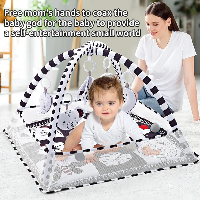 Baby Play Gym Activity Mat with Hanging Toys for Newborns and Infants