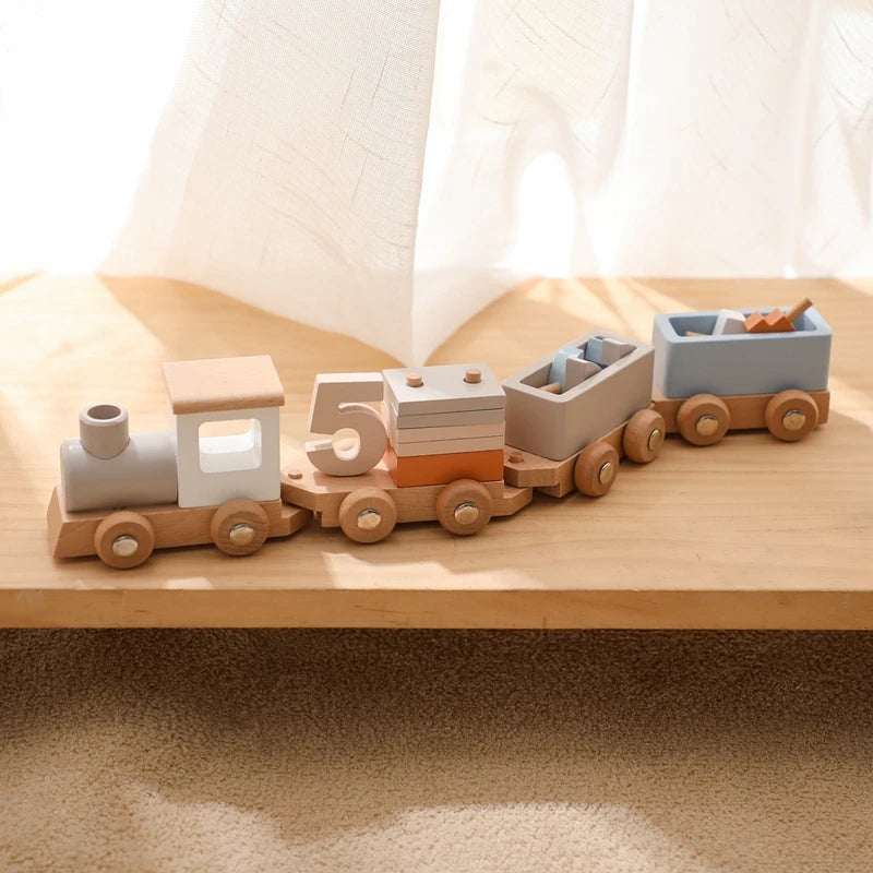 Wooden Montessori Train Learning Toy for Kids Gift