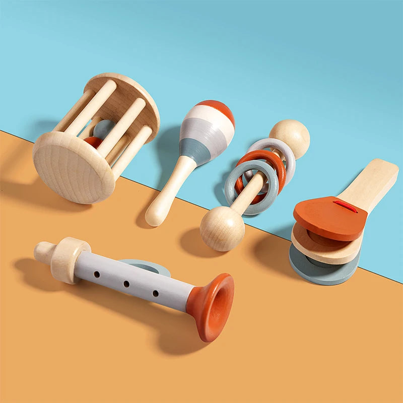 Montessori Sensory Rattle Wooden Learning Toys for Kids