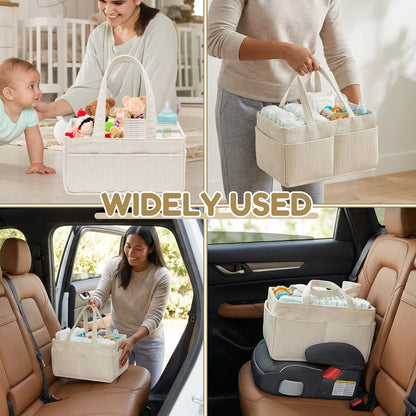 Baby Diaper Caddy Organizer Basket with Soft Corduroy Fabric