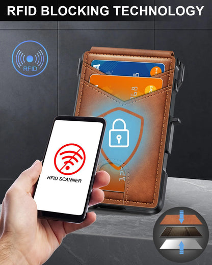 Smart Pop Up Card Holder RFID Protected Wallet with Money Clip for Men