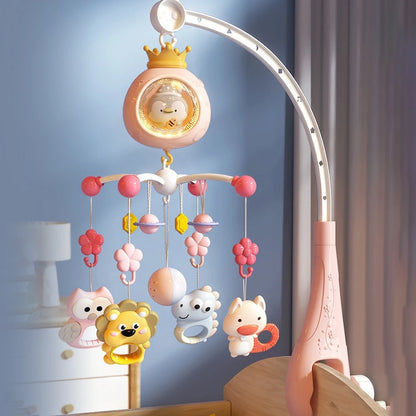 Baby Crib Mobile Rotating with Music Lights and Remote Control for Newborn Infant Gift