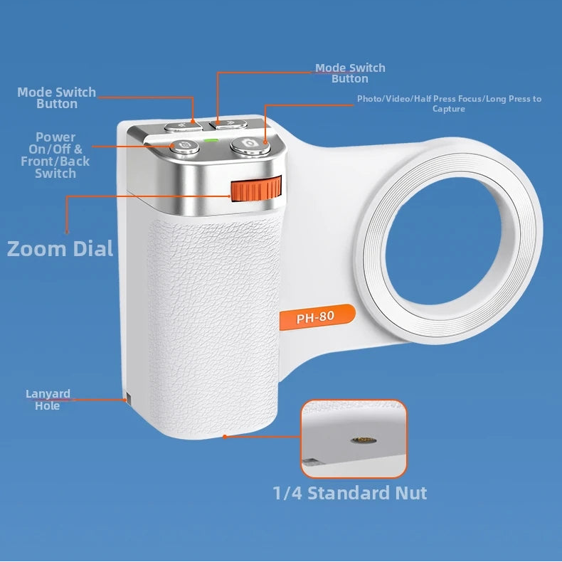 Magnetic Bluetooth Phone Camera Grip with Remote & Fill Light