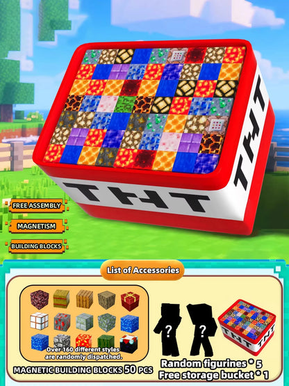 Creative Play Magnetic Building Block Toy with Storage Case