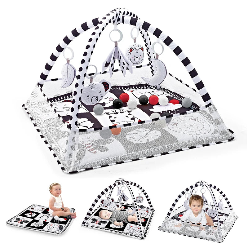 Baby Play Gym Activity Mat with Hanging Toys for Newborns and Infants