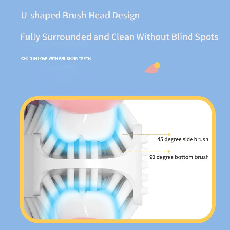 Children's Bear U-Shaped Electric Toothbrush with Soft Silicone Head
