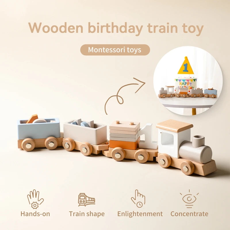 Wooden Montessori Train Learning Toy for Kids Gift