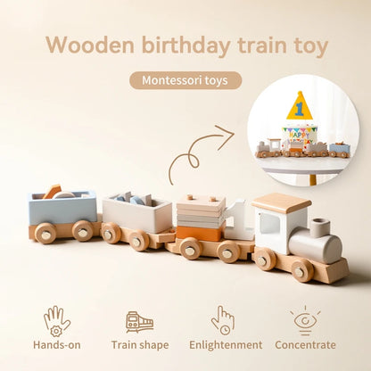 Wooden Montessori Train Learning Toy for Kids Gift