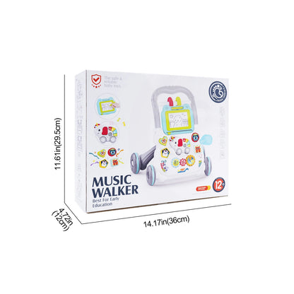 Multifunction Baby Push Walker Toy with Activity Board and Music