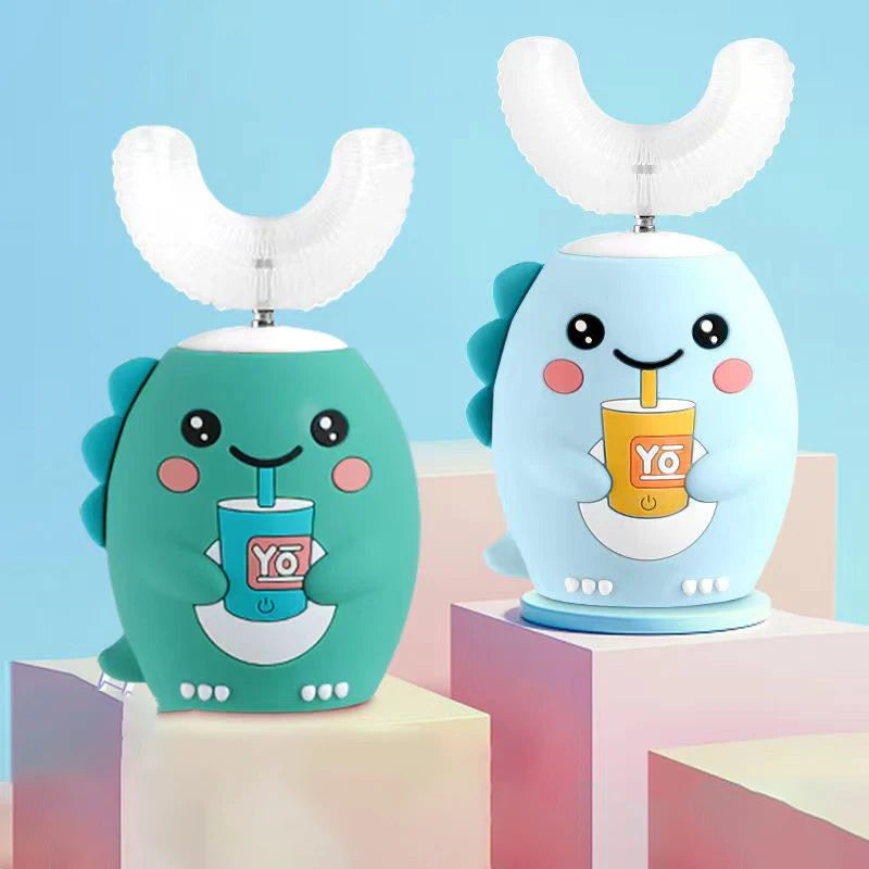 Kids U-Shaped Smart Electric Toothbrush Cartoon with Soft Silicone Head