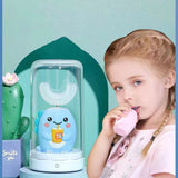 Kids U-Shaped Smart Electric Toothbrush Cartoon with Soft Silicone Head