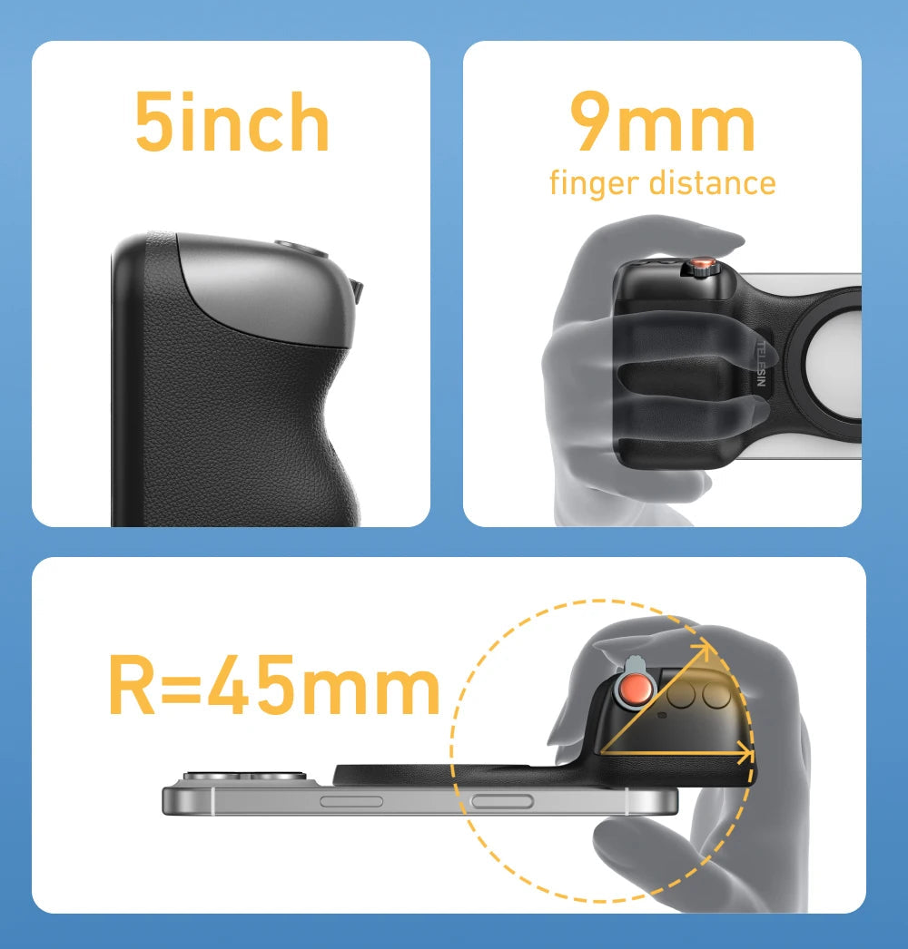 Magnetic Phone Camera Grip with Bluetooth Remote Control for iPhone and Android