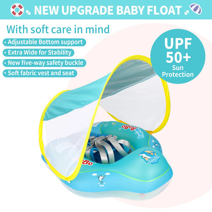 Infant Swimming Float with Sun Shade for Pool Fun