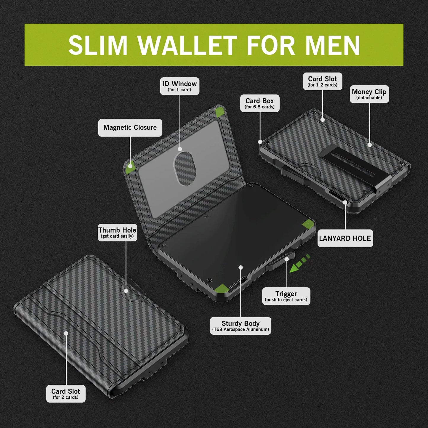Business Compact Wallet with Money Clip and RFID Protection for Men