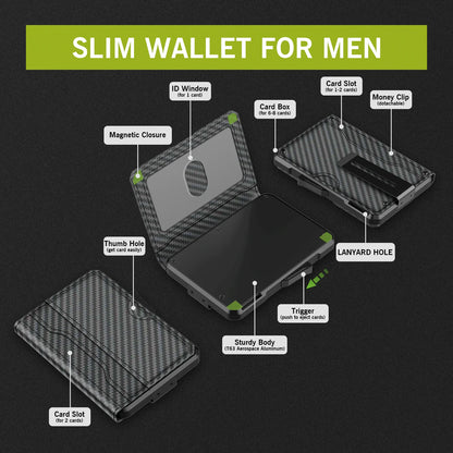 Business Compact Wallet with Money Clip and RFID Protection for Men