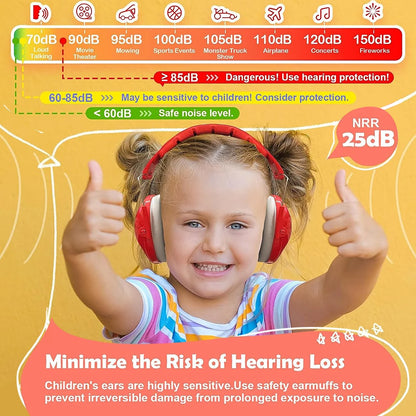 Kids Noise Reduction Earmuffs NRR 25dB Hearing Protection for Children