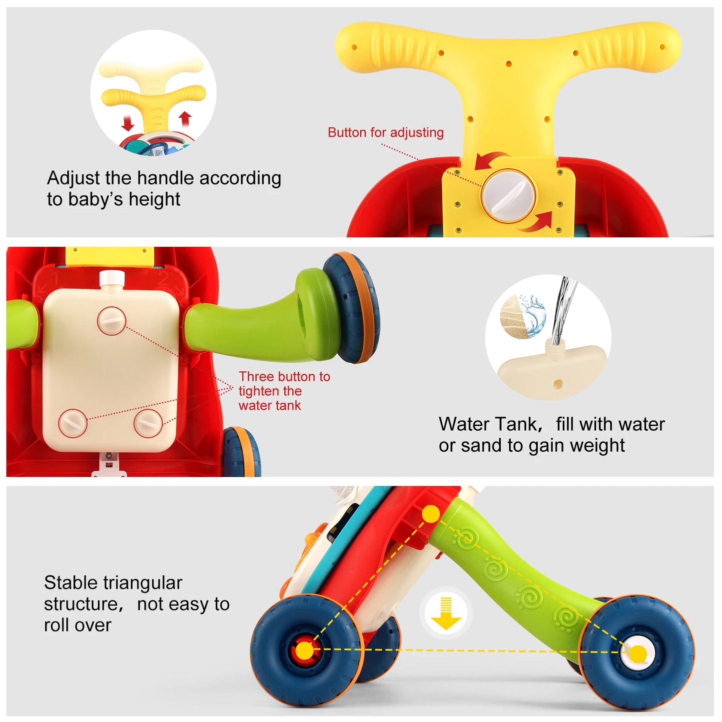 Multifunction Baby Push Walker Toy with Activity Board and Music