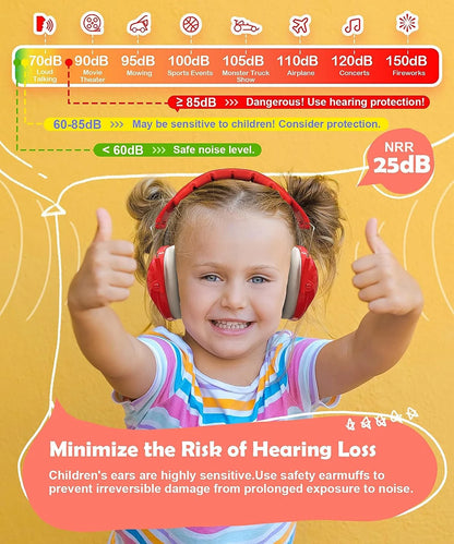 Kids Noise Reduction Earmuffs NRR 25dB Hearing Protection for Children