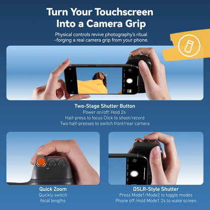 Magnetic Phone Camera Grip with Bluetooth Remote Control for iPhone and Android