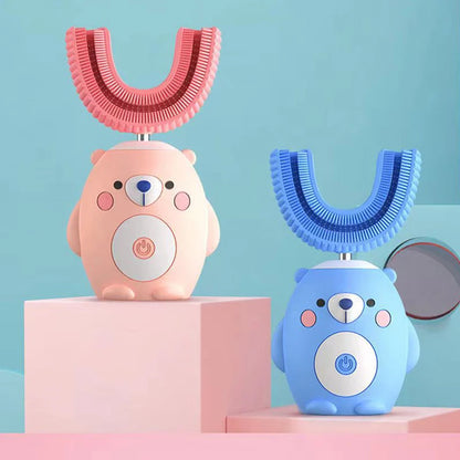 Children's Bear U-Shaped Electric Toothbrush with Soft Silicone Head