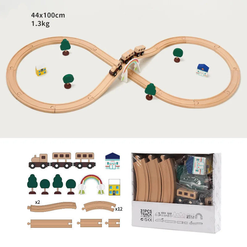 Educational Wooden Railway Track Expansion Set for Kids