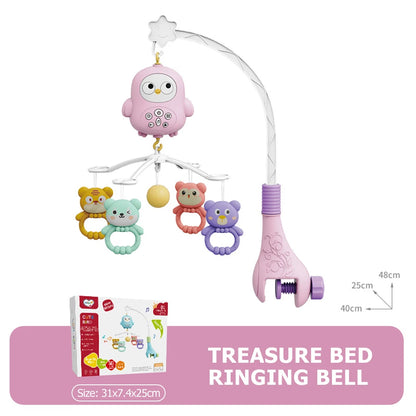 Baby Crib Mobile Rotating with Music Lights and Remote Control for Newborn Infant Gift