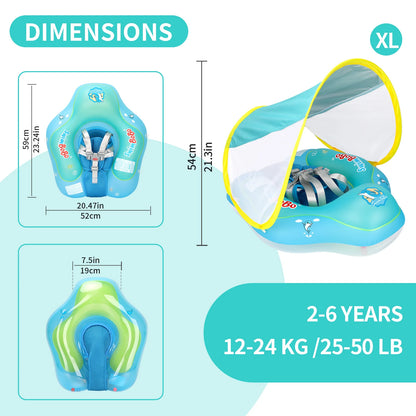 Infant Swimming Float with Sun Shade for Pool Fun