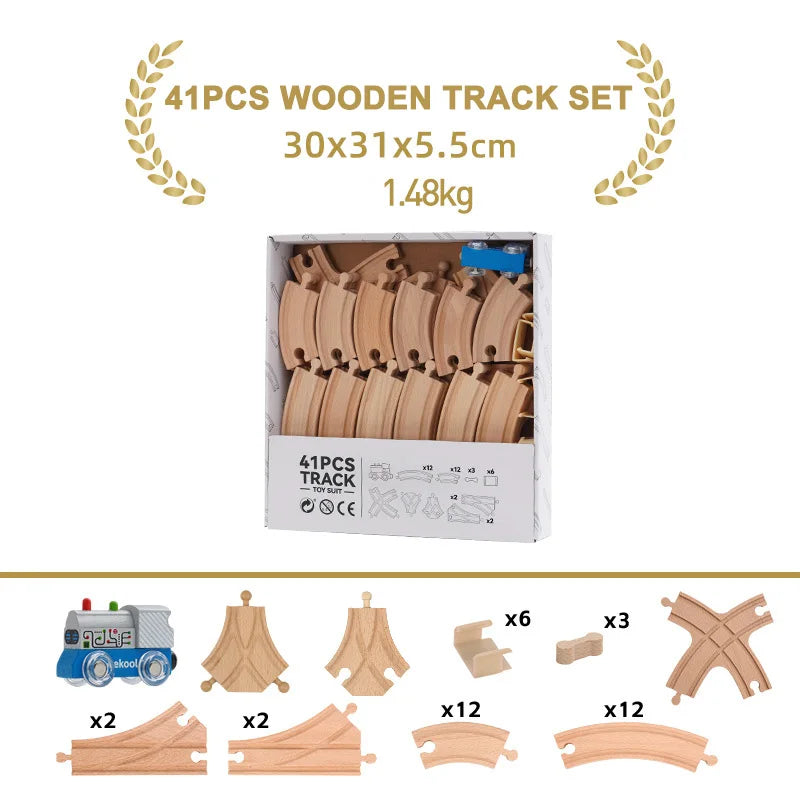 Educational Wooden Railway Track Expansion Set for Kids
