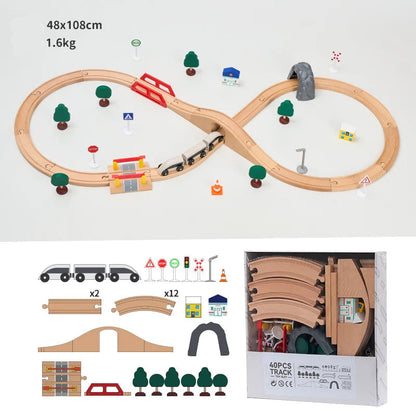 Educational Wooden Railway Track Expansion Set for Kids