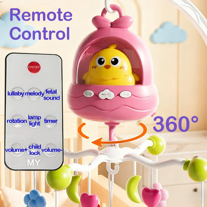 Baby Crib Mobile Rotating with Music Lights and Remote Control for Newborn Infant Gift