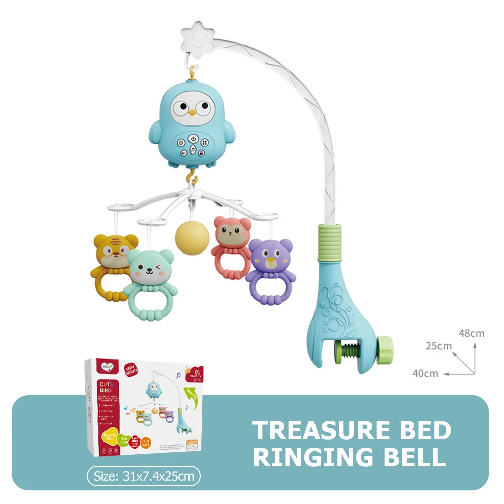 Baby Crib Mobile Rotating with Music Lights and Remote Control for Newborn Infant Gift