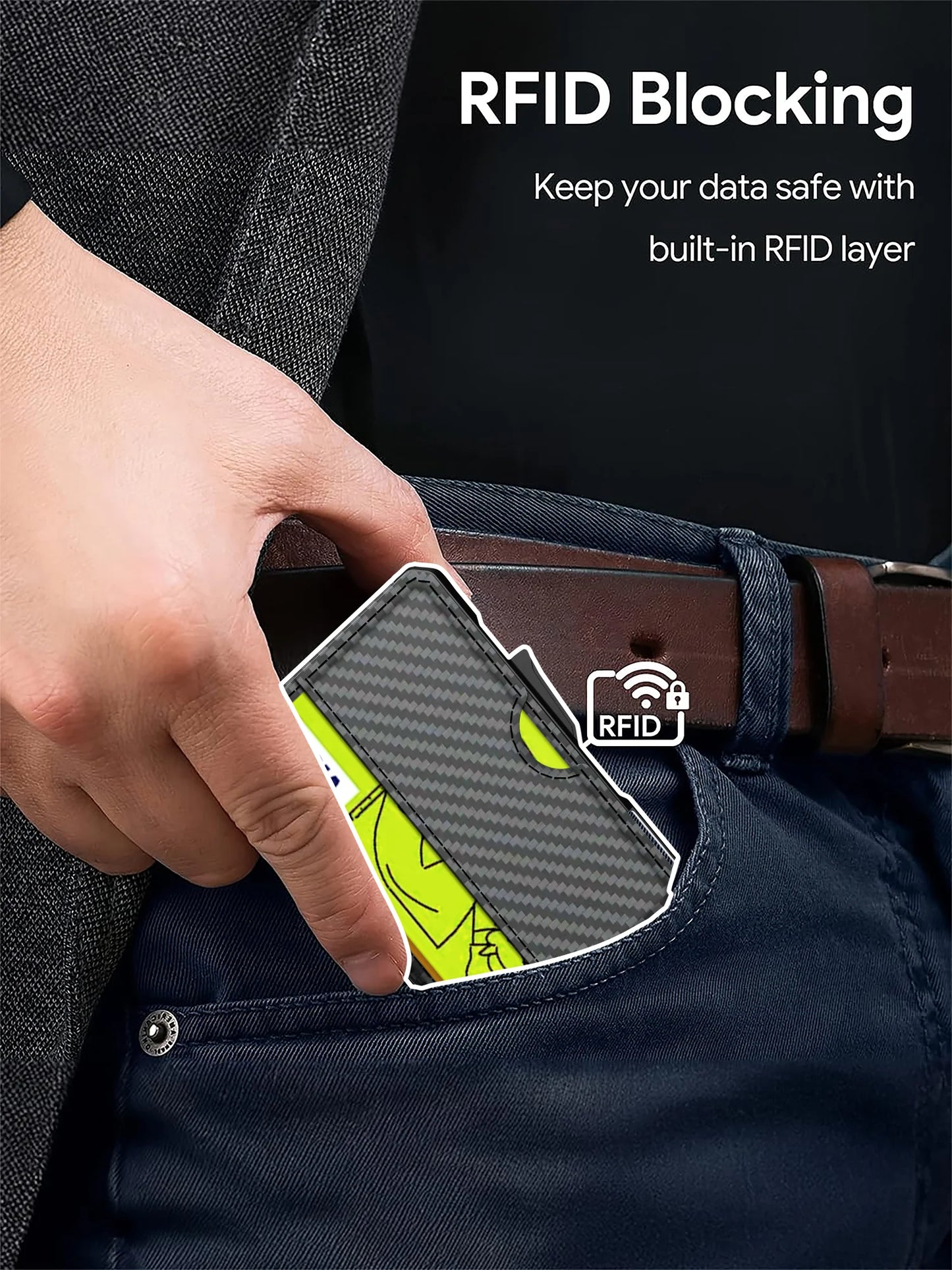 Business Compact Wallet with Money Clip and RFID Protection for Men